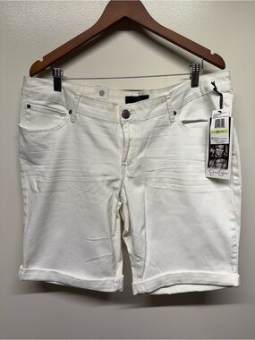 Jessica Simpson White Roll-Cuff Denim Bermuda Shorts